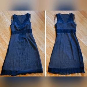 Ann Taylor LOFT Black Silk Chiffon Sleeveless Midi Sheath Dress, Size 2